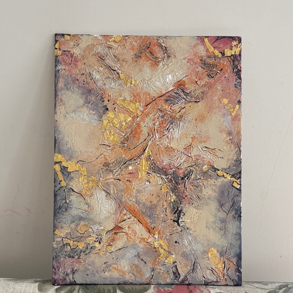 Abstract Gold and Orange Canvas Art
